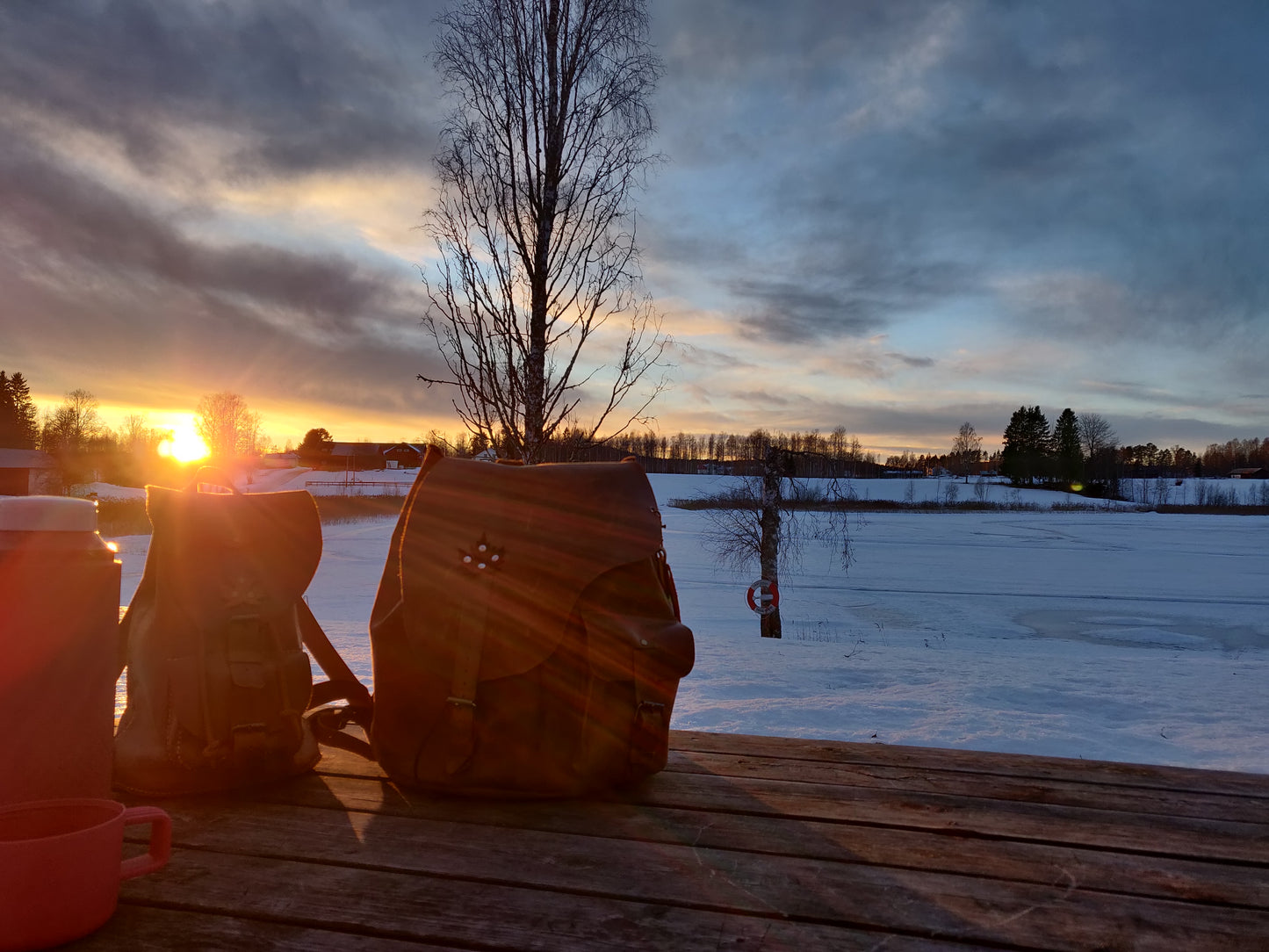 "Asymetric" leather backpack