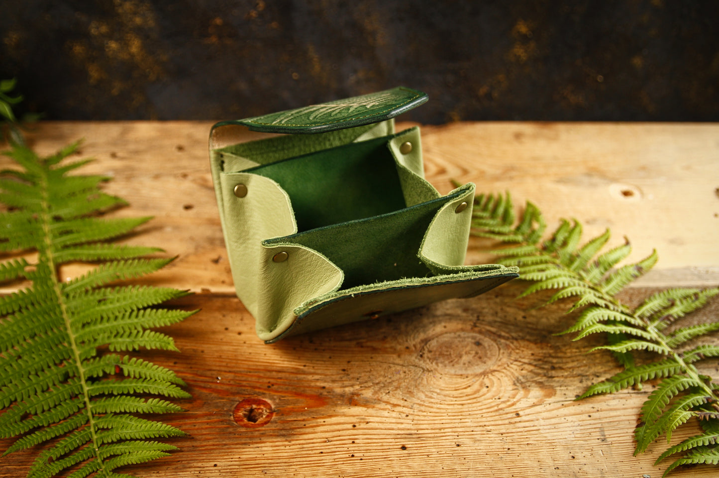 Liten plånbok Luna "Fern", läderplånbok