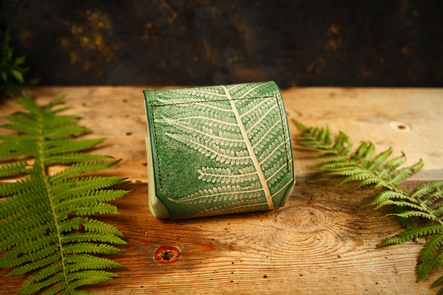 Liten plånbok Luna "Fern", läderplånbok