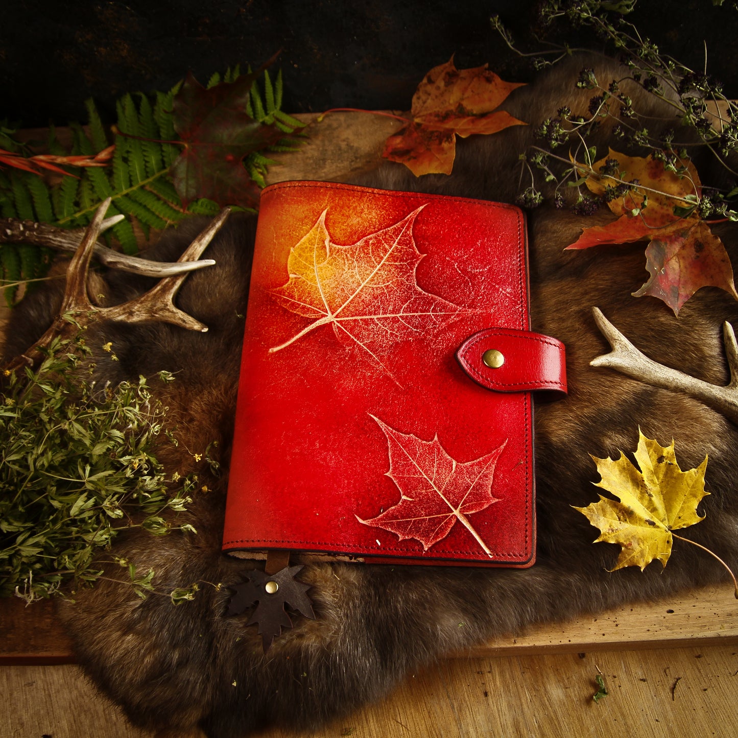 Autumnal Notebook Cover • Maple Leaf Notebook • Diary