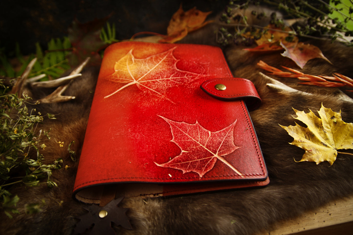 Autumnal Notebook Cover • Maple Leaf Notebook • Diary