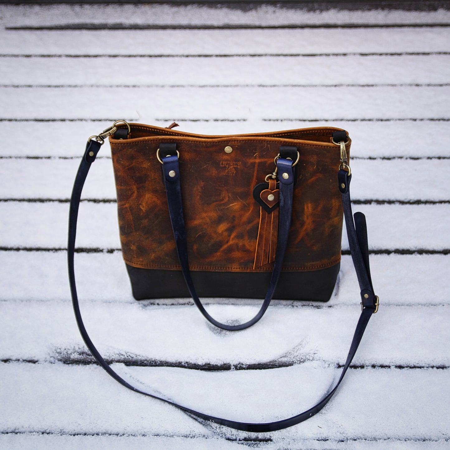 Alltags Shopper Tasche im Kontrast-Design • Leder Shopper