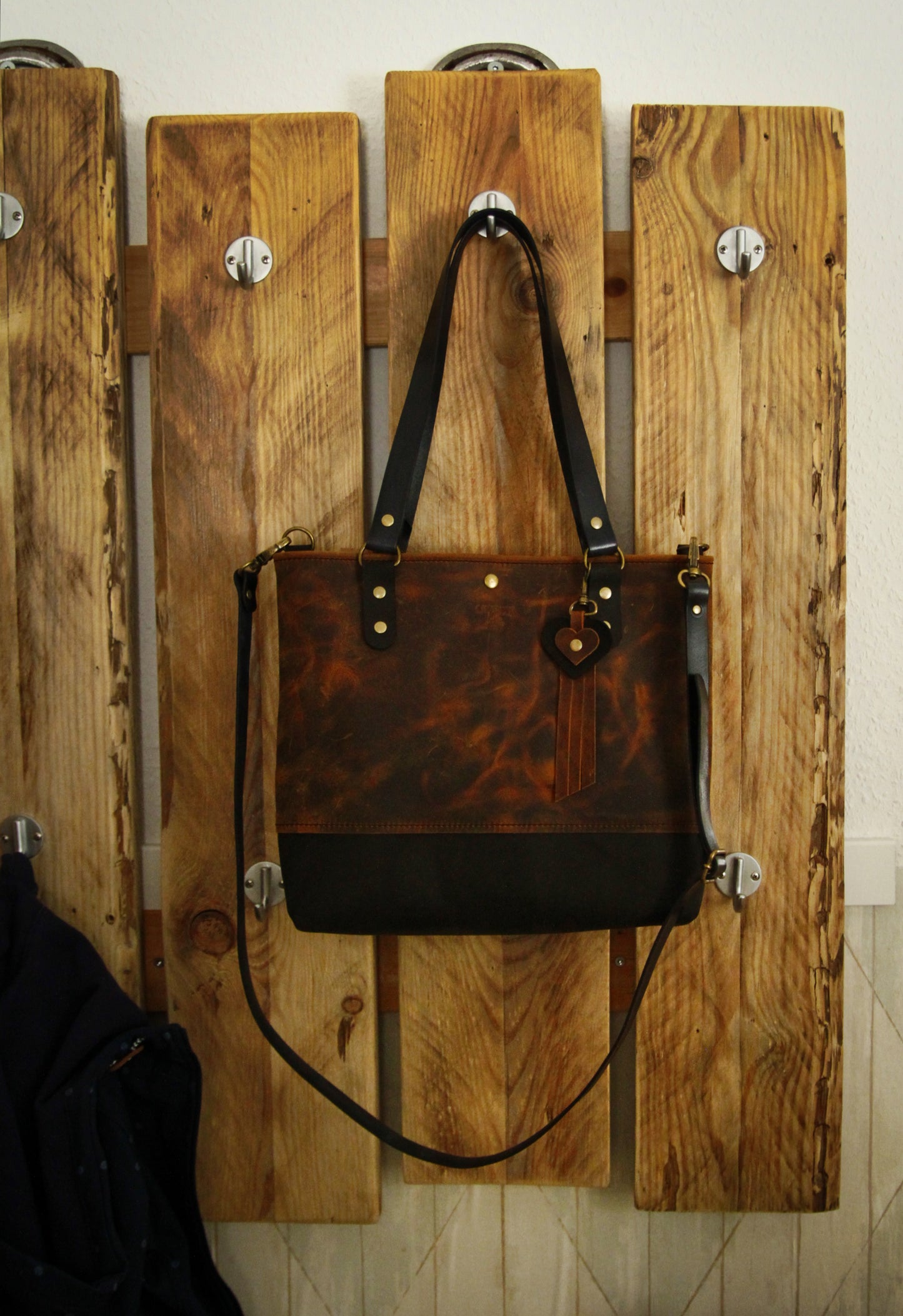 Alltags Shopper Tasche im Kontrast-Design • Leder Shopper