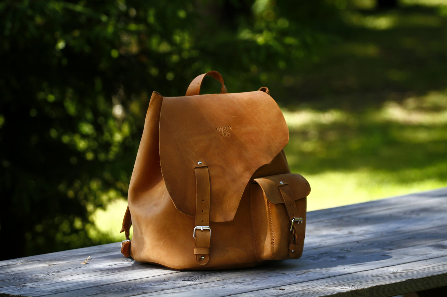 "Asymetric" leather backpack