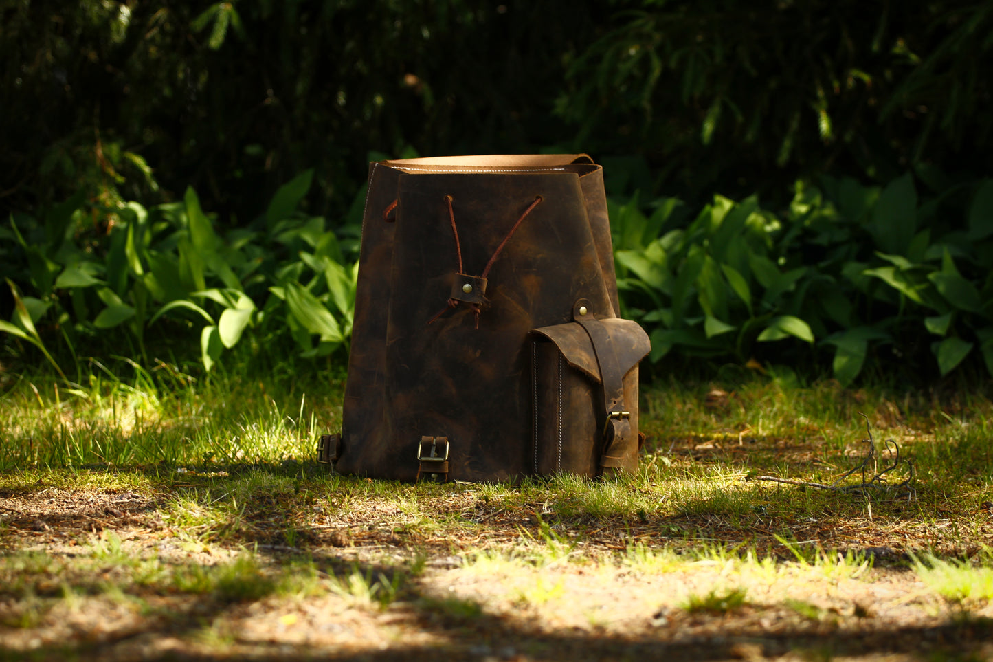 "Asymetric" leather backpack