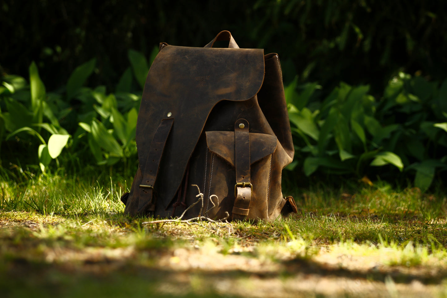 "Asymetric" leather backpack, dark brown
