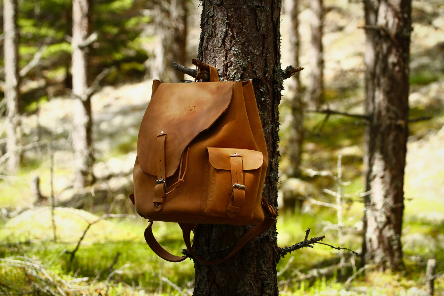 "Asymetric" leather backpack
