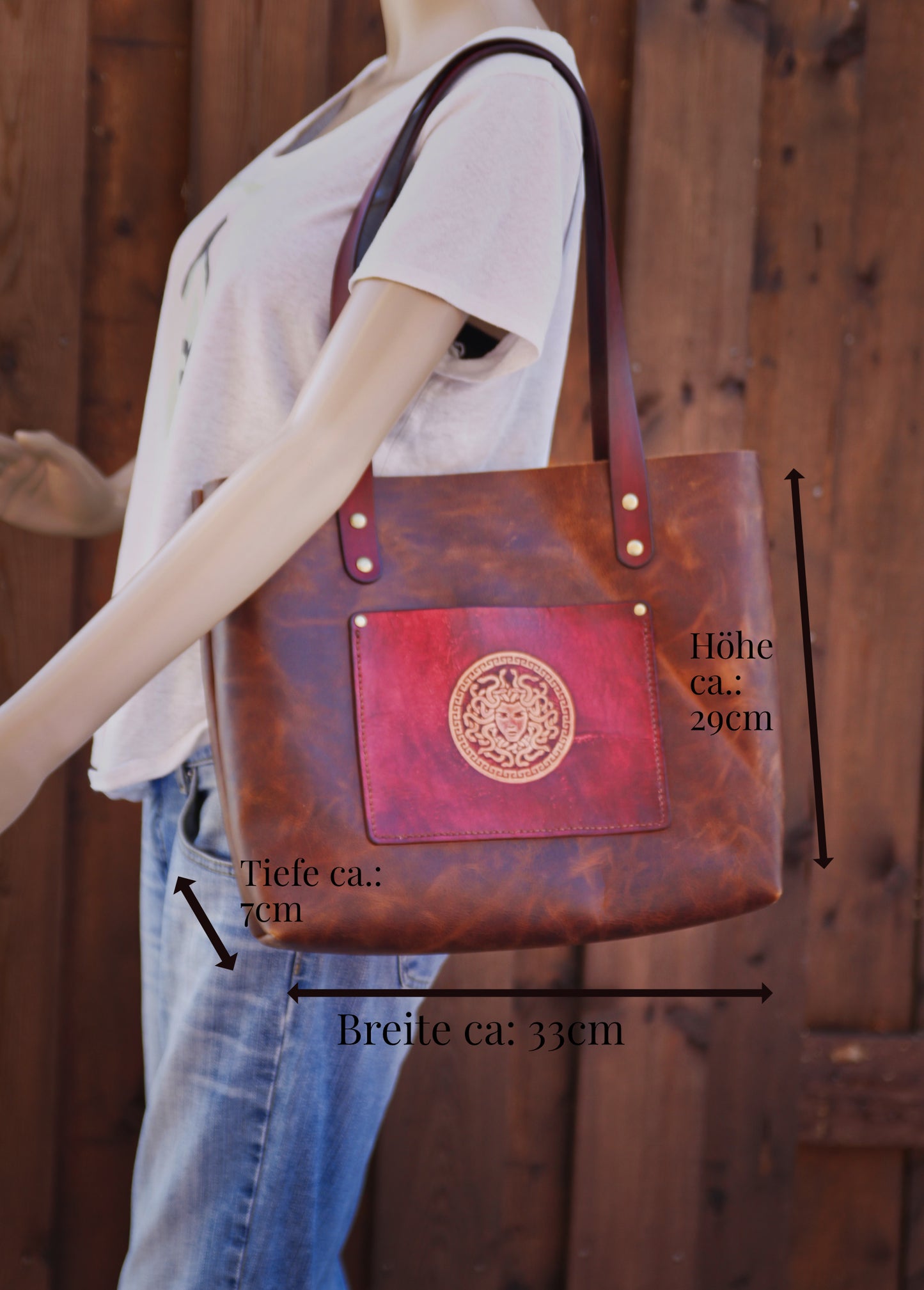 Mandala • Lädershopper • med innerficka • Shopperväska