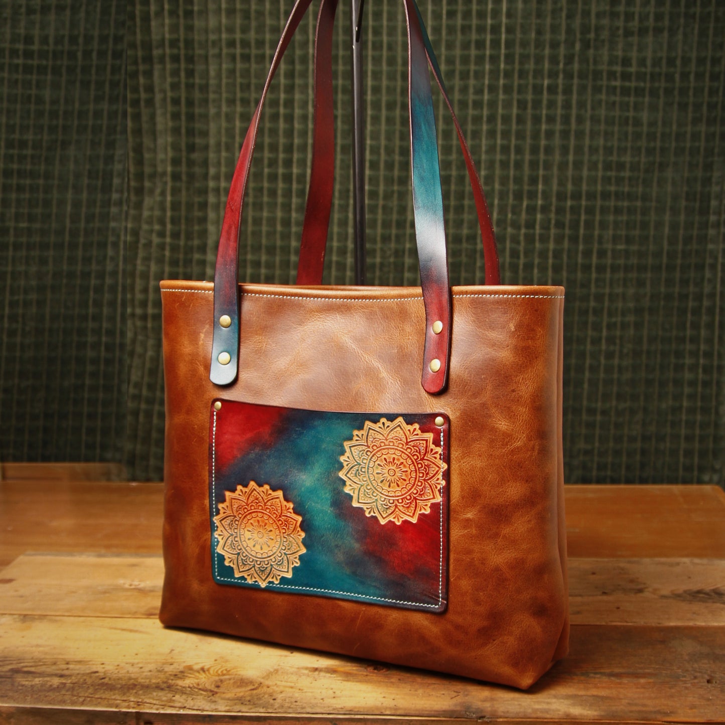 Mandala • Lädershopper • med innerficka • Shopperväska