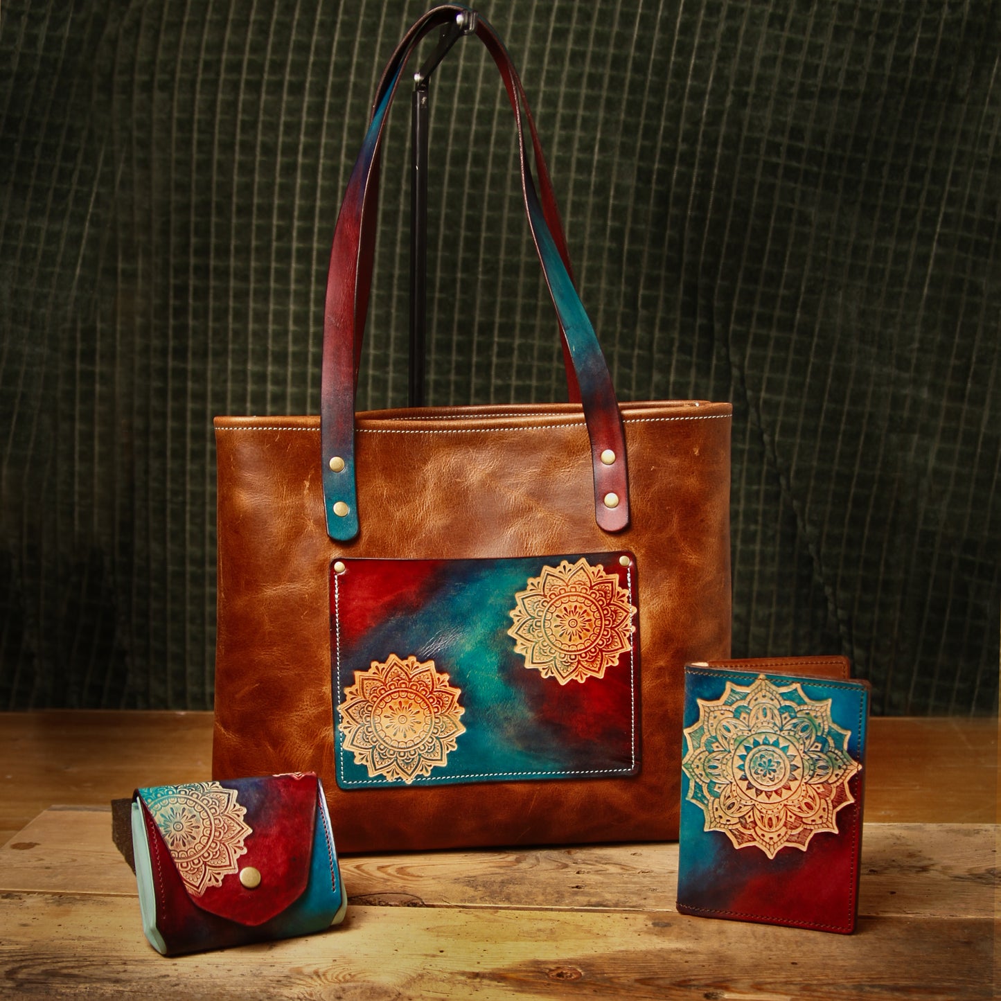 Mandala • Lädershopper • med innerficka • Shopperväska
