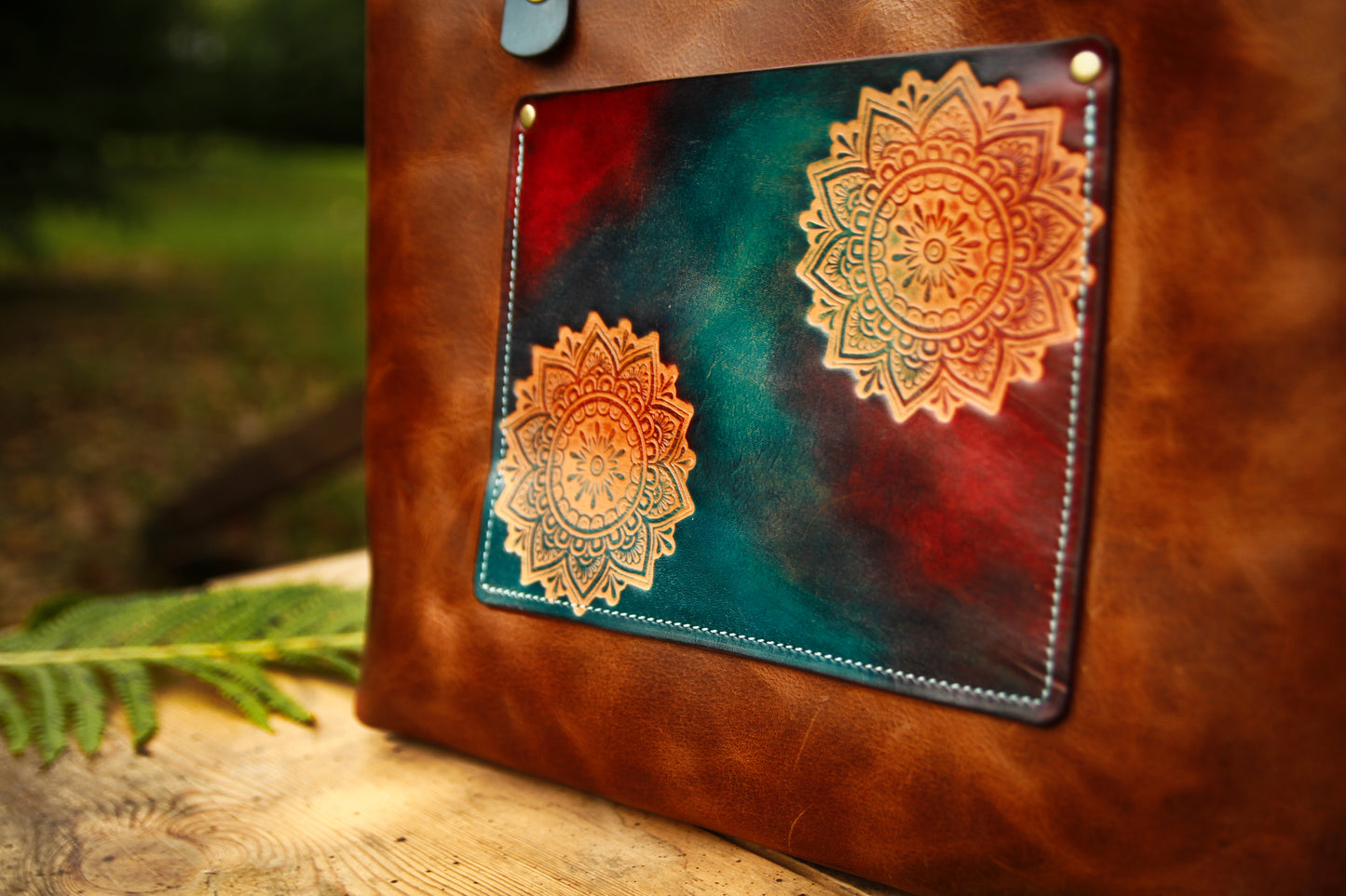 Mandala • Lädershopper • med innerficka • Shopperväska