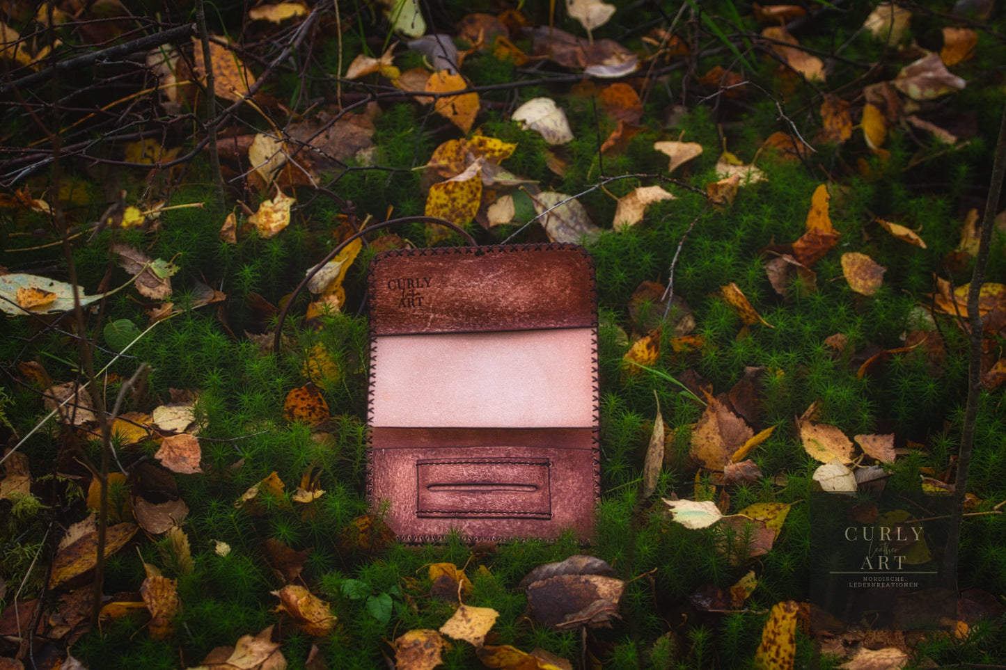 Handmade leather tobacco pouch with Yggdrasil – the world tree of Norse mythology