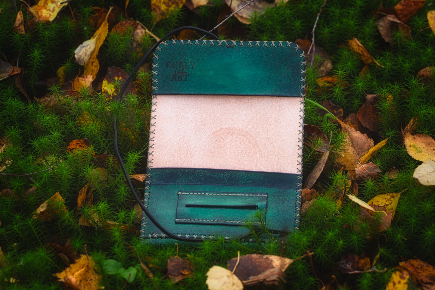 Handmade leather tobacco pouch with Yggdrasil – the world tree of Norse mythology