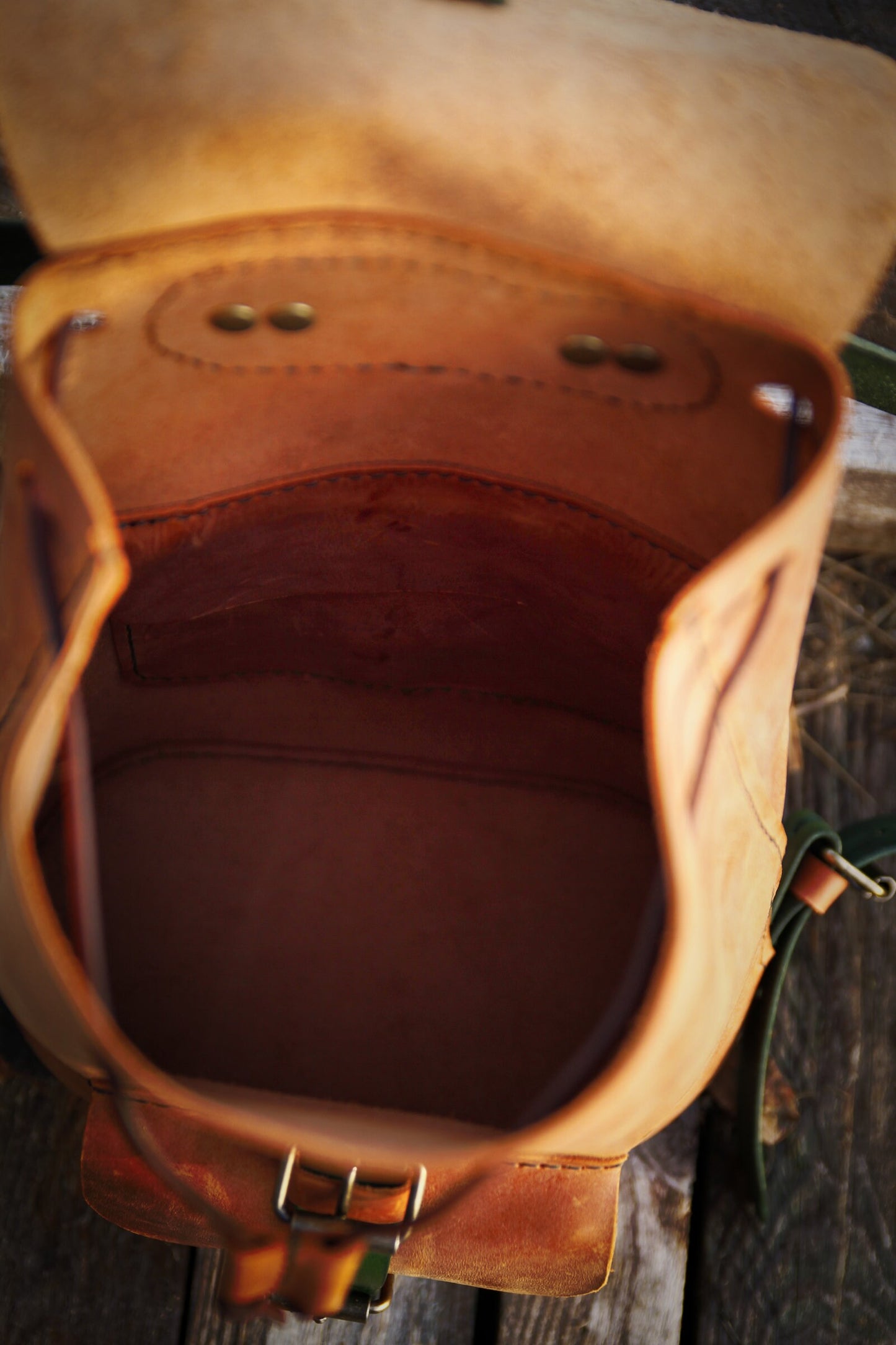 Small leather backpack with inner pocket