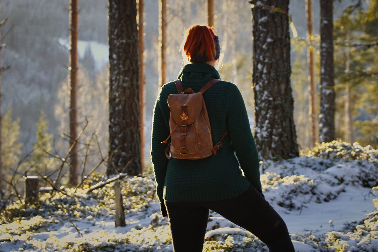 Small leather backpack with inner pocket