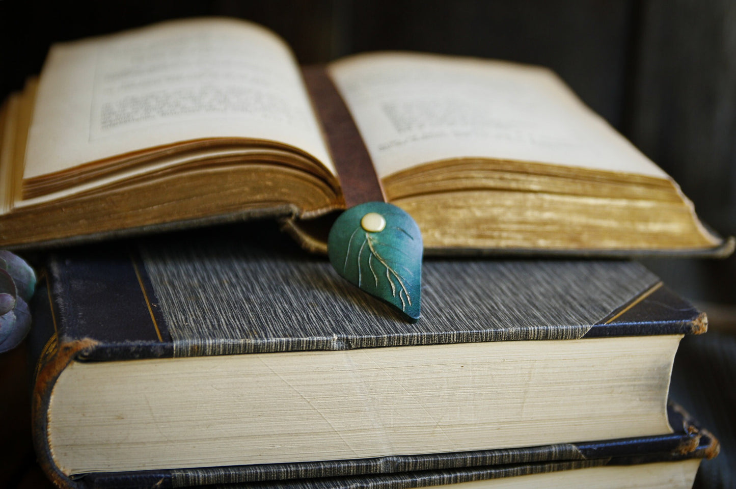 Bookmark, bookmark ribbon with leaf