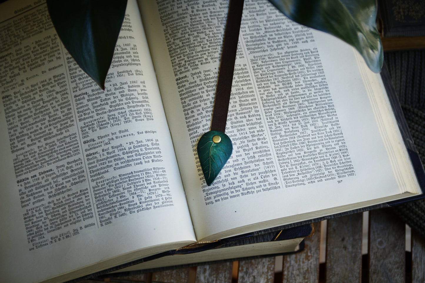 Bookmark, bookmark ribbon with leaf