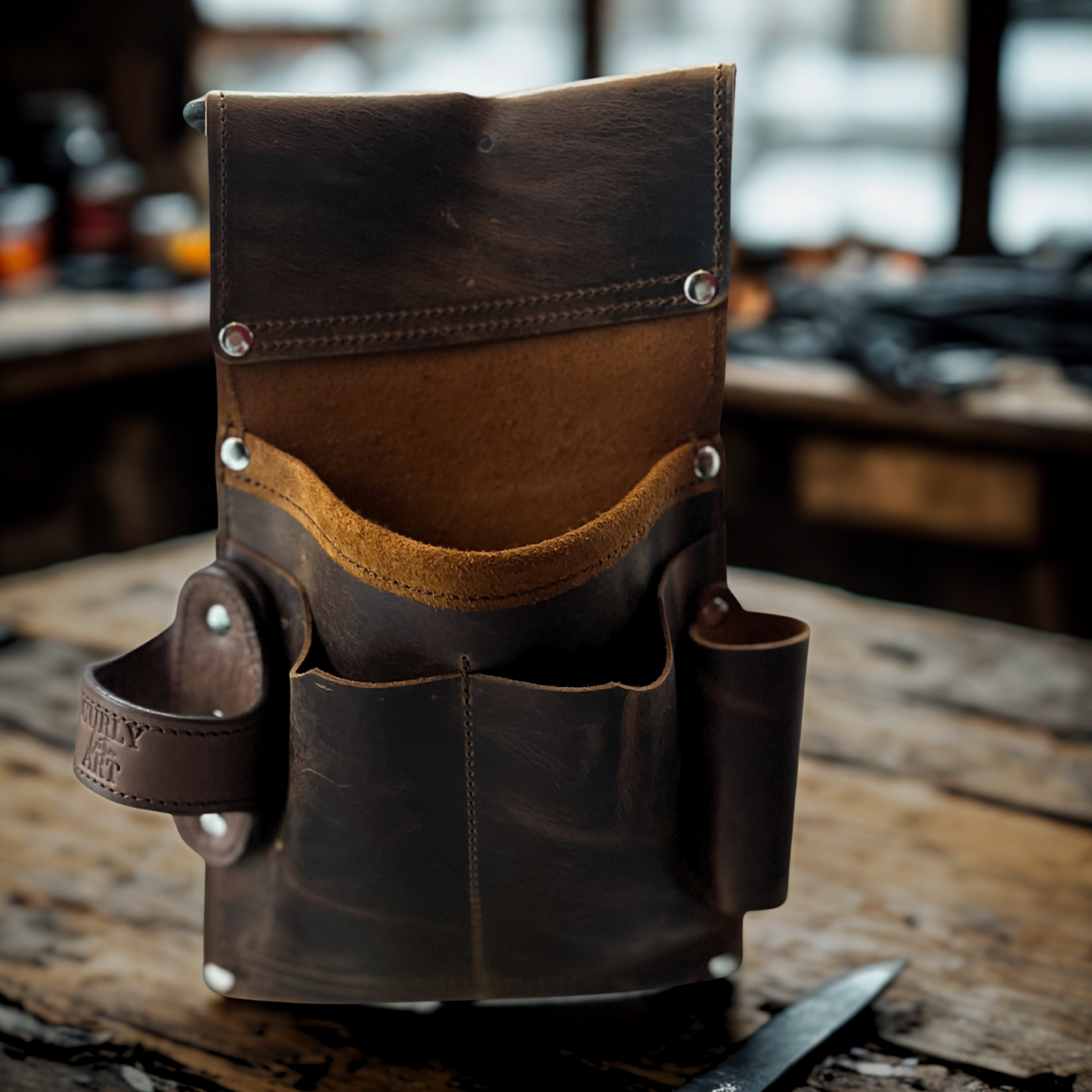 Werkzeugtasche Leder – Allroundmodell 2 rechts – Werkzeuggürtel Leder