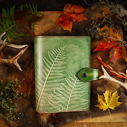 Herbstliche Notizbuch Hülle • Notizbuch Farn • Tagebuch