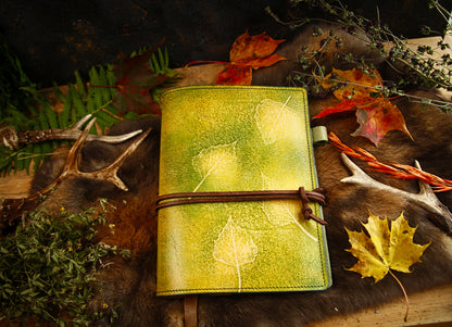 Herbstliche Notizbuch Hülle • Notizbuch Birkenblatt • Tagebuch