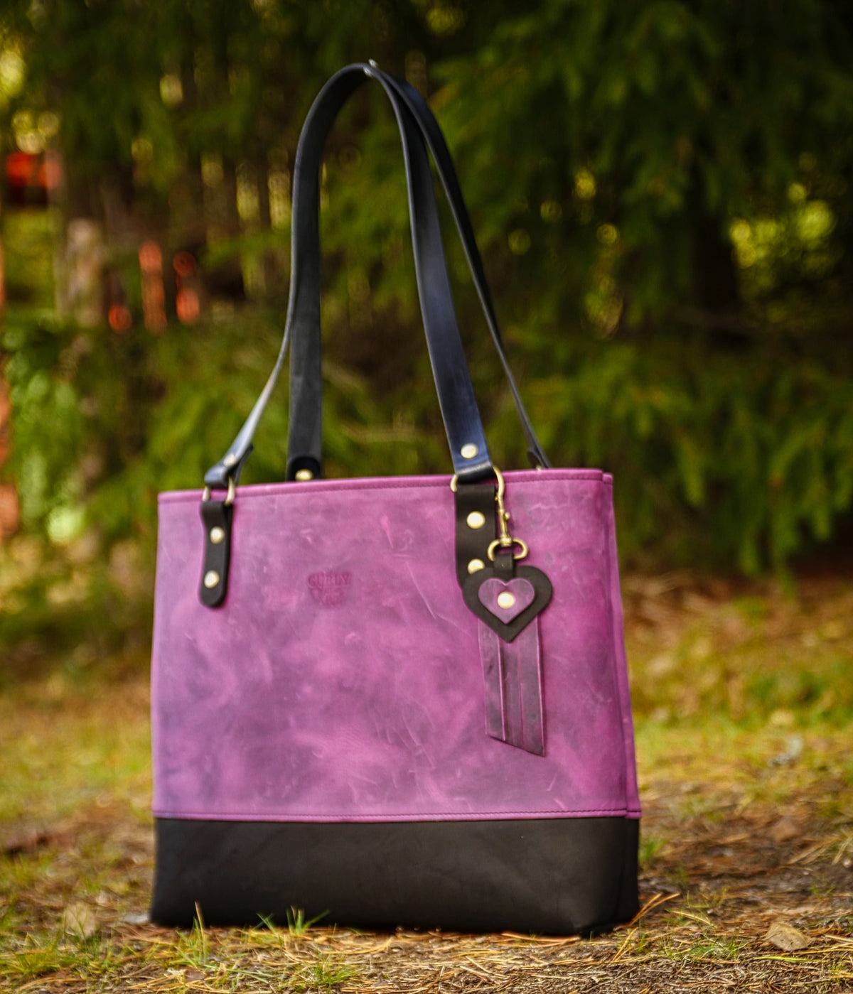 Leder-Shopper im Kontrastdesign – ohne Schultergurt