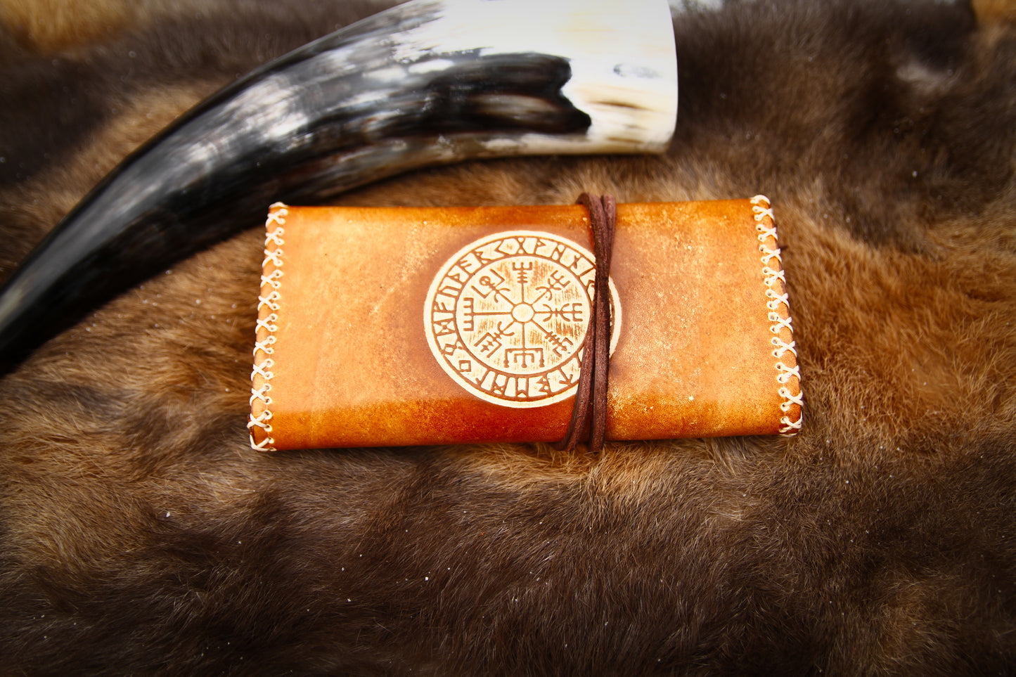 Tobacco pouch leather // tobacco pouch leather // Vegvisir // Nordic compass // rolling bag leather // gift Father's Day // gift for smokers