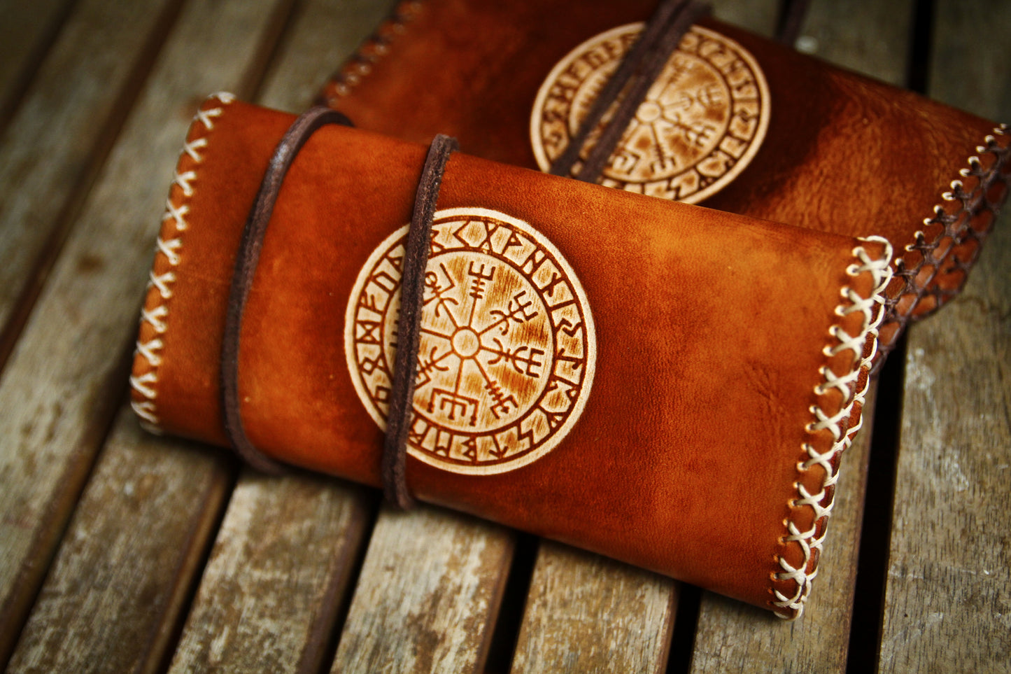 Tobacco pouch leather // tobacco pouch leather // Vegvisir // Nordic compass // rolling bag leather // gift Father's Day // gift for smokers