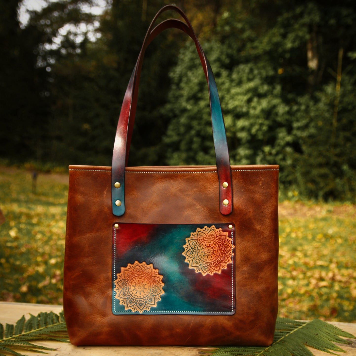 Mandala • Leder Shopper • mit Innentasche • Shopper Tasche