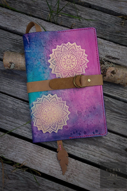 Mandala notebook/leather notebook/leather notebook/notebook cover A5/travel journal A5/A5 pad/mother's day gift