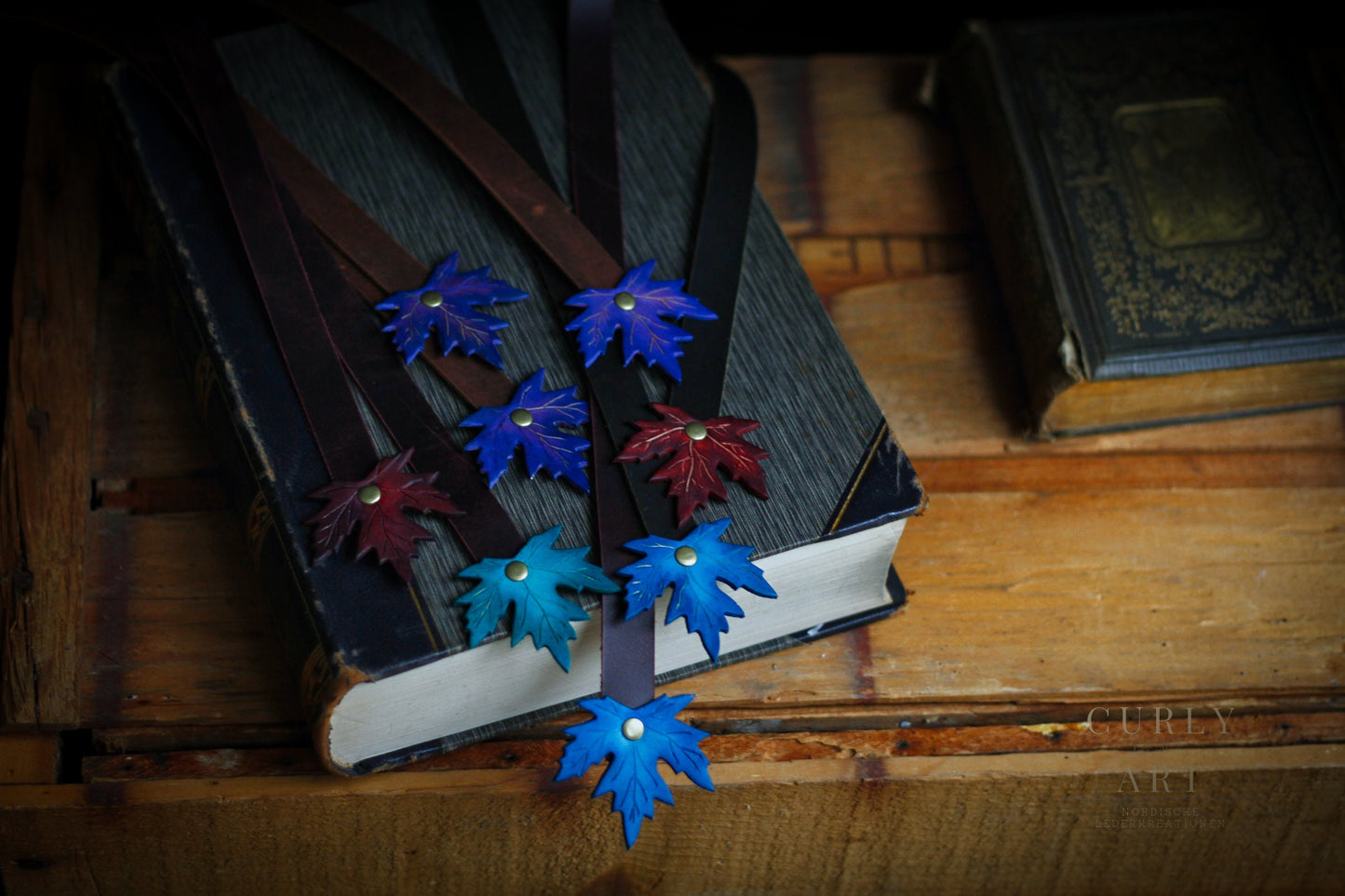 Fantasy bookmark, nature, leather bookmark, grimoire bookmark, maple leaf, leather bookmark, , bookmark, fantasy book reader,