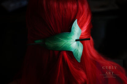 Hair clip with rod/elven leaf hair clip/hair clip Lord of the Rings/leaf hair clip leather/Lorien leaf/hair pin leather