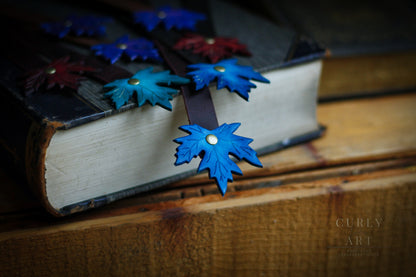 Fantasy bookmark, nature, leather bookmark, grimoire bookmark, maple leaf, leather bookmark, , bookmark, fantasy book reader,