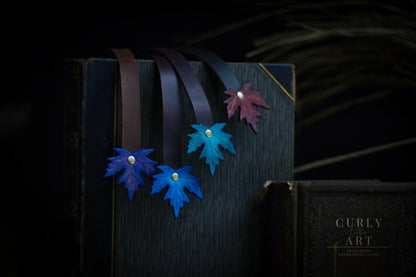 Fantasy bookmark, nature, leather bookmark, grimoire bookmark, maple leaf, leather bookmark, , bookmark, fantasy book reader,