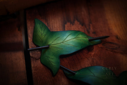 Hair clip with rod/elven leaf hair clip/hair clip Lord of the Rings/leaf hair clip leather/Lorien leaf/hair pin leather