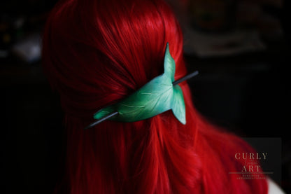 Hair clip with rod/elven leaf hair clip/hair clip Lord of the Rings/leaf hair clip leather/Lorien leaf/hair pin leather