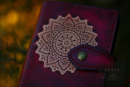 Notebook leather cover // Mandala notebook // Notebook leather refillable // A6 // Notebook A6 leather // Leather notebook // Diary leather