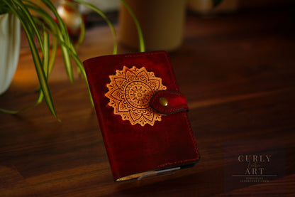 Notebook leather cover // Mandala notebook // Notebook leather refillable // A6 // Notebook A6 leather // Leather notebook // Diary leather