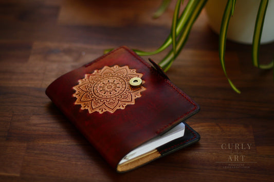 Notebook leather cover // Mandala notebook // Notebook leather refillable // A6 // Notebook A6 leather // Leather notebook // Diary leather