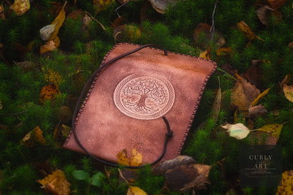 Tobacco pouch made of leather/tobacco pouch leather/tobacco pouch personalized/tobacco pouch Viking/tobacco pouch leather Tree of Life/Father's Day