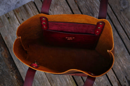 Individueller Leder Shopper mit Lebensbaum Yggdrasil "Made to order"