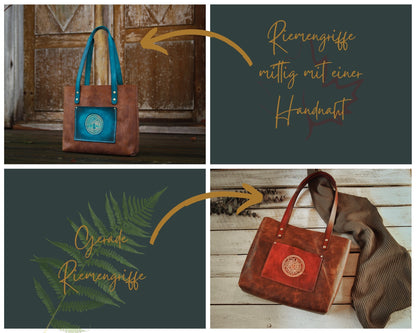 Individueller Leder Shopper mit Lebensbaum Yggdrasil "Made to order"