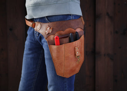 Garden Tool Belt Leather/Left Side/Florist Tool Belt/Garden Waist Bag/Garden Tool Belt/Garden Belt Leather