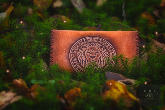 Leather Tobacco Pouch with Lion/Personalized Tobacco Pouch/Tobacco Bag/Tobacco Pouch Leather/Tobacco Pouch Leather