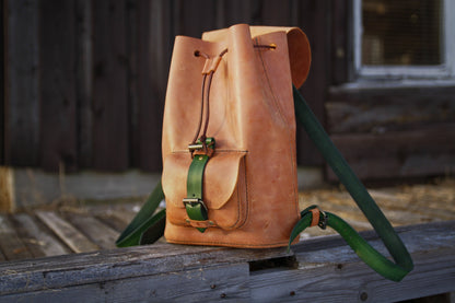 Small leather backpack with inner pocket