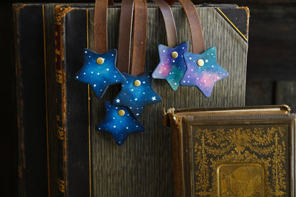 Leather bookmark/star leather bookmark/gift for bookworms/ribbon bookmark/bookmarker/gift for book lovers