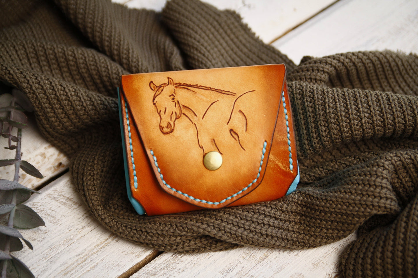 Handgefertigte Geldbörse mit Pferde Design