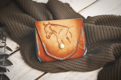 Handgefertigte Geldbörse mit Pferde Design