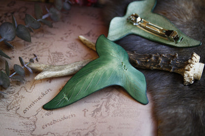 Elven leaf hair clips made of leather/hair clips/hair clip leather/hair accessories leather/hair clip large/Lord of the Rings